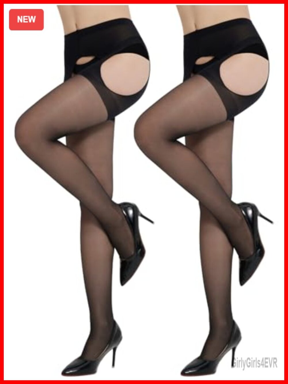 30D Sheer Suspender Pantyhose Crotchless Garter Tights